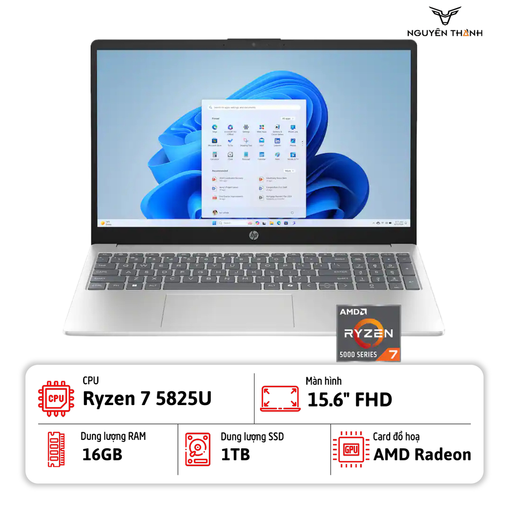 Laptop HP 15-fc0307dx (AMD Ryzen 7 5825U, 16GB RAM, 1TB SSD, 15.6