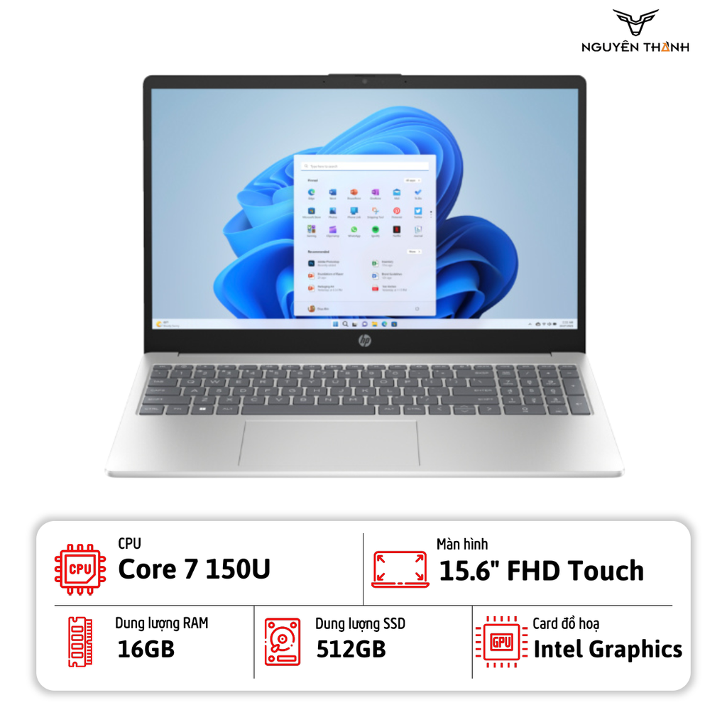 Laptop HP 15-fd0127dx (Core 7 150U, 16GB RAM, 512GB SSD, 15.6