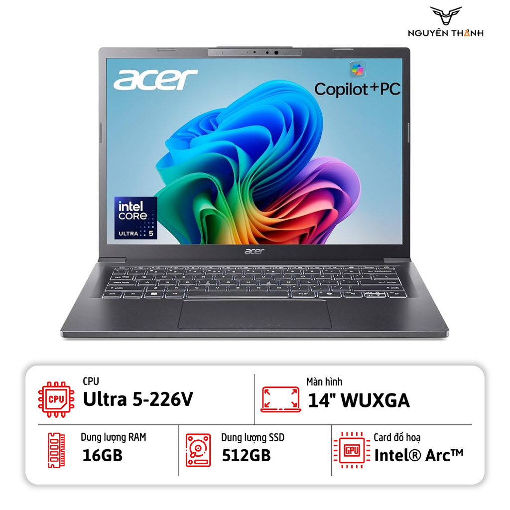 Laptop Acer Aspire 14 AI (Ultra 5-226V, 16GB RAM, 512GB SSD, 14