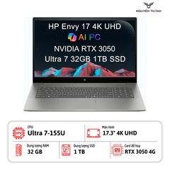 Laptop HP Envy 17-cw1087nr (Ultra 7 155U, 32GB RAM 1TB SSD, 17.3