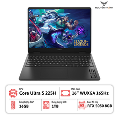 Laptop HP OMEN Slim 16-an0027wm (Ultra 5 225H, 16GB RAM, 1TB SSD, RTX 5050 8GB, 16″WUXGA 165Hz, Win 11, Shadow Black)