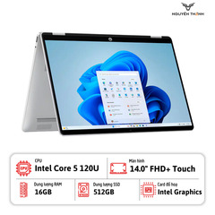 Laptop HP OmniBook 5 Flip 14-fp (Core 5 120U/ 16GB/ 512GB SSD/ 14 inch WUXGA, Touch/ Win11/ Bạc)