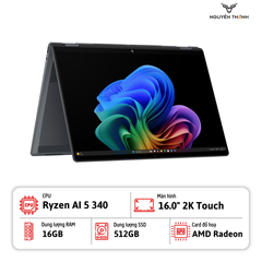 Laptop HP OmniBook X Flip 16-ar0013dx (Ryzen AI 5 340, 16GB RAM, 512GB SSD, 16.0
