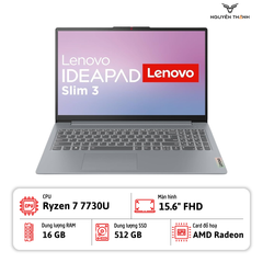 Laptop Lenovo Ideapad Slim 3 15ABR8 (Ryzen 7 7730U, 16GB RAM, 512GB SSD, 15.6 FHD, Win11, Arctic Grey)