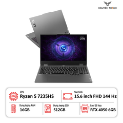 Laptop LENOVO LOQ 15ARP9 (AMD Ryzen 5 7235HS, 16GB RAM, 512GB SSD, RTX 4050 6GB, 15.6″ FHD 144Hz, Win 11, Xám)