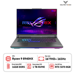 Laptop ASUS ROG Strix G16 Gaming (Ryzen 9 8940HX, 16GB RAM, 1TB SSD, RTX 5070 8GB, 16” FHD+ 165Hz)
