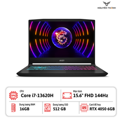 Laptop MSI Katana 15 B13VEK 2256VN (Intel Core i7-13620H, 16GB RAM, SSD 512GB, RTX 4050 6GB, 15.6 inch FullHD 144Hz, Win 11, Đen)