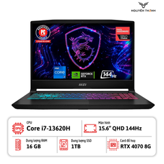 Laptop MSI Katana 15 B13VGK (Intel Core i7-13620H, RAM 16GB, 1TB SSD, RTX 4070 8G, 15.6” QHD 144Hz, Win 11, Đen)