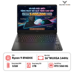 Laptop Gaming HP OMEN 16 16-ap0053dx (Ryzen 9 8940HX, 32GB RAM, 1TB SSD, RTX 5060 8GB, 16″WUXGA 144Hz, Win 11, Shadow Black)