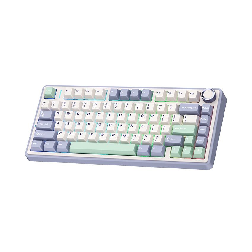 BÀN PHÍM CƠ GAMING 3 MODE AULA F75 (9258)(Phiên bản Ice Green/Tím nhạt+be+xanh lá/ Reaper switch)
