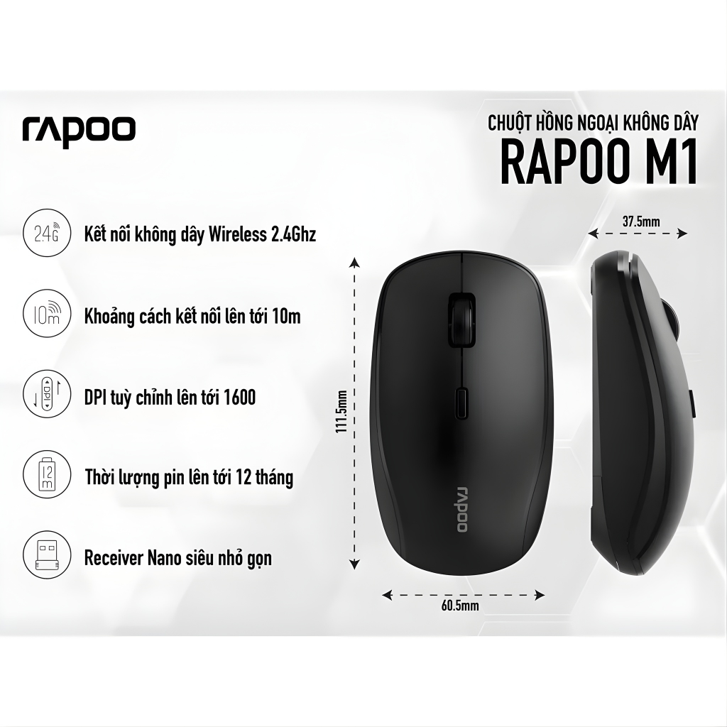 Chuột Không Dây Rapoo M1 | Silent Click, 1600 DPI