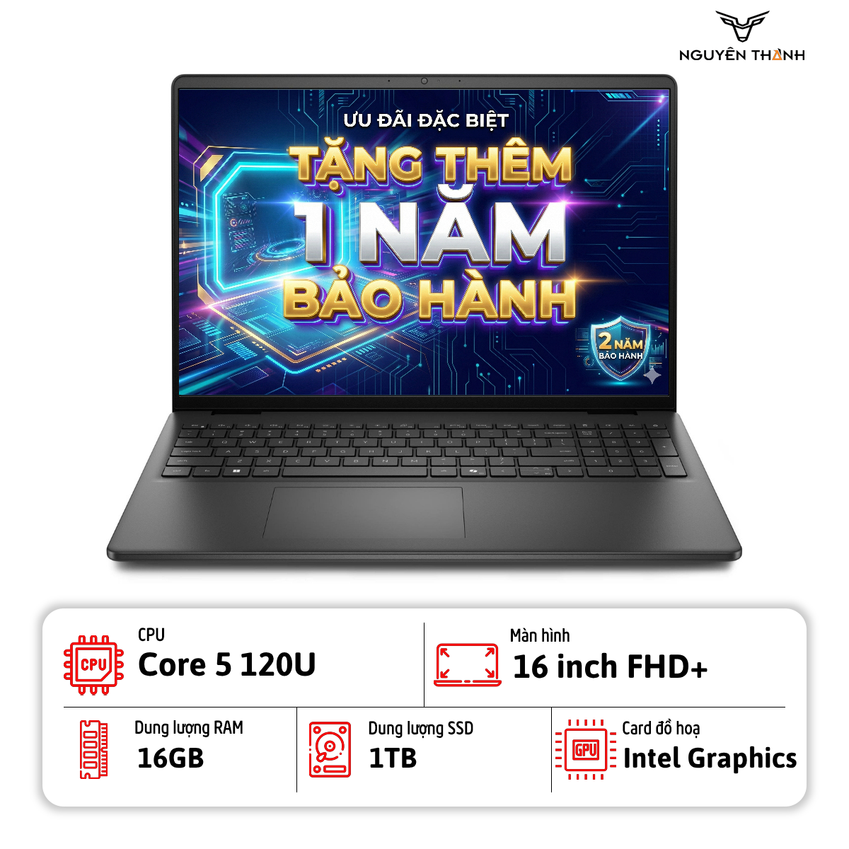 Laptop Dell 16 DC16250 (Core 5 120U, 16GB, 1TB SSD, 16 inch FHD+, Win 11, Office)