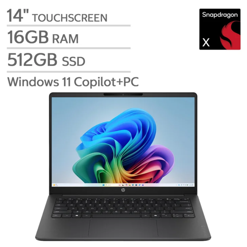 Laptop HP OmniBook 3 14 (Snapdragon X, 16GB RAM, 512GB SSD, 14