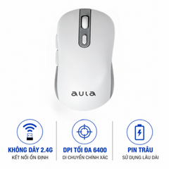Chuột Không Dây Aula AM212 Màu Trắng (5224) - Sang Trọng, Tiện Lợi