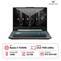 Laptop ASUS TUF Gaming A15 FA506N (Ryzen 5 7535HS, 16GB RAM, 512GB SSD, RTX 3050 4GB, 15.6