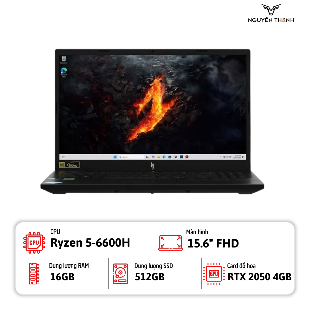 Laptop Acer Gaming Nitro V 15 ANV15 (R5 6600H, 16GB, 512GB, RTX 2050 4GB, 15.6