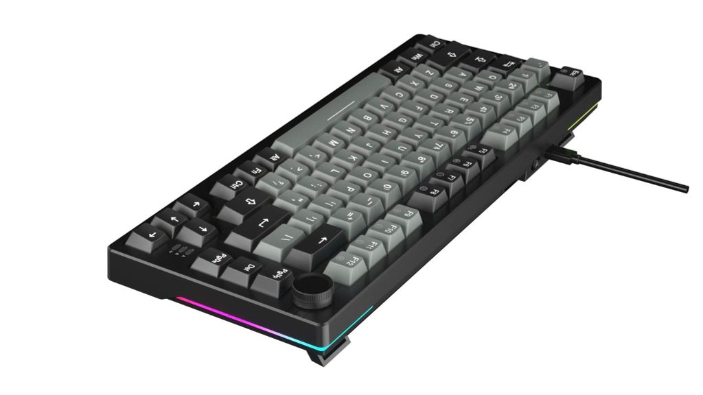 Bàn phím cơ DareU EK75 Grey Black (Dream Switch) – Gasket Mount, Có Núm Xoay