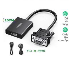 Cáp Chuyển VGA Sang HDMI Ugreen 50945 – Chuẩn 1080P, Âm Thanh Đồng Bộ