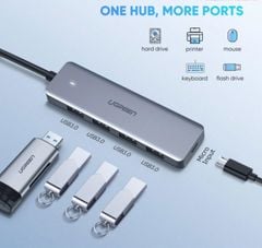 Bộ Chia Type-C Sang 4 Cổng USB 3.0 Ugreen 70336 – Vỏ Nhôm, Tốc Độ 5Gbps