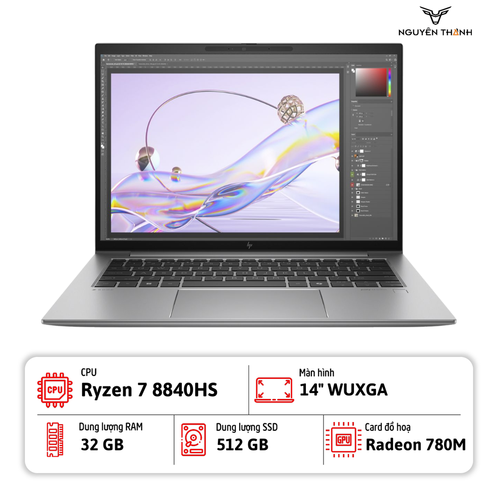 Laptop HP ZBook Firefly 14 G11 A (Ryzen 7 8840HS, 32GB RAM, 512GB SSD, Radeon 780M, 14