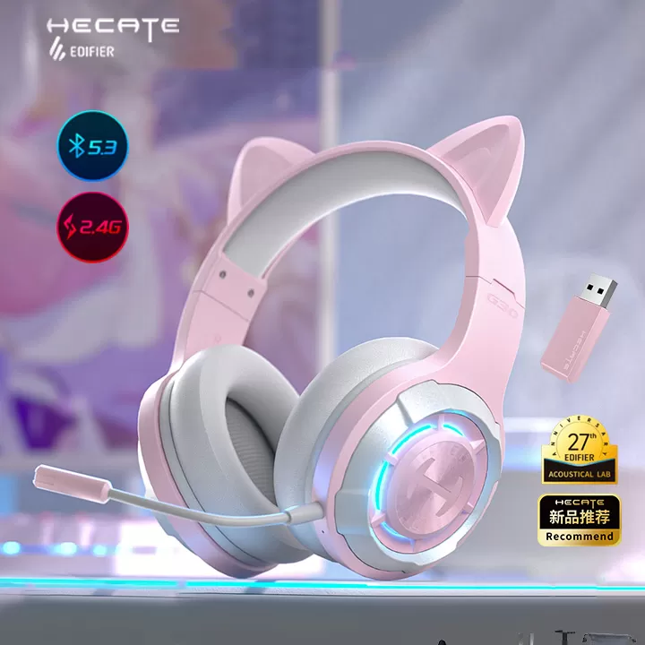 Tai nghe Gaming Edifier G30II (Tai mèo - Màu Hồng)