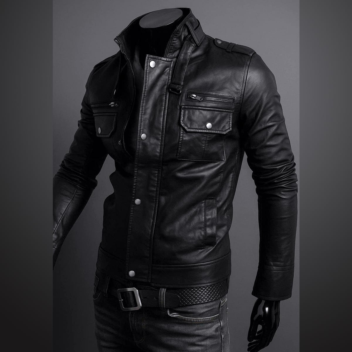 Áo khoác da nam Biker lót dù cao cấp AD4125 màu vàng bò