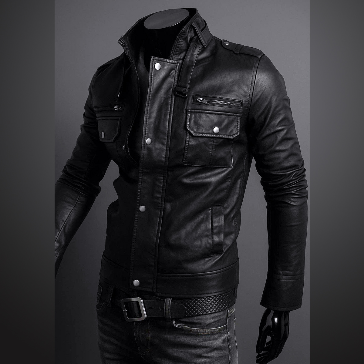 Áo khoác da nam Biker cao cấp AD4125