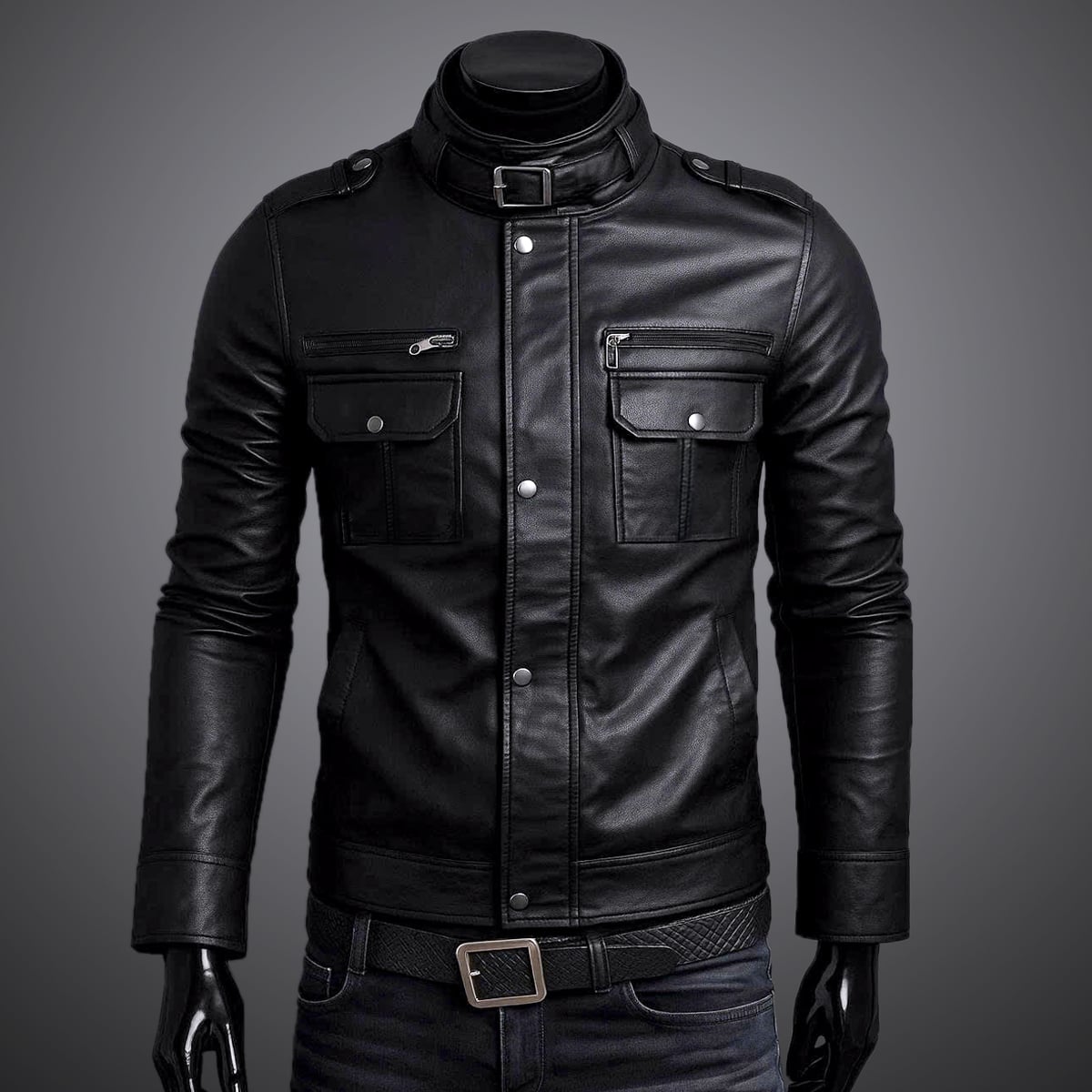 Áo khoác da nam Biker cao cấp AD4125