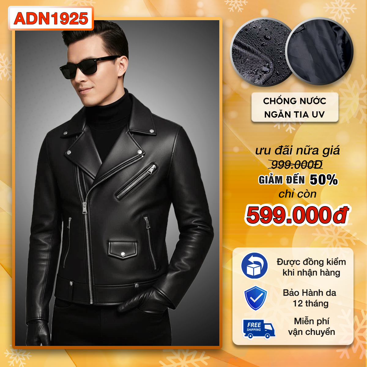 Áo khoác da nam biker cao cấp Pigofashion ADN1925