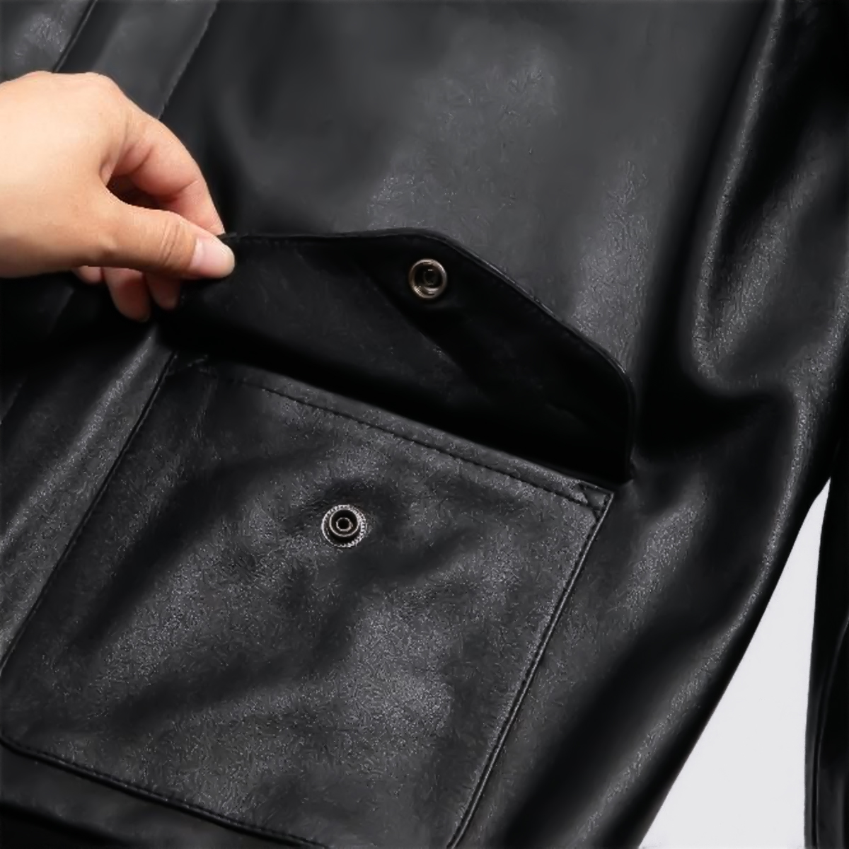 Áo khoác da nam Biker lót dù lụa ADN3825