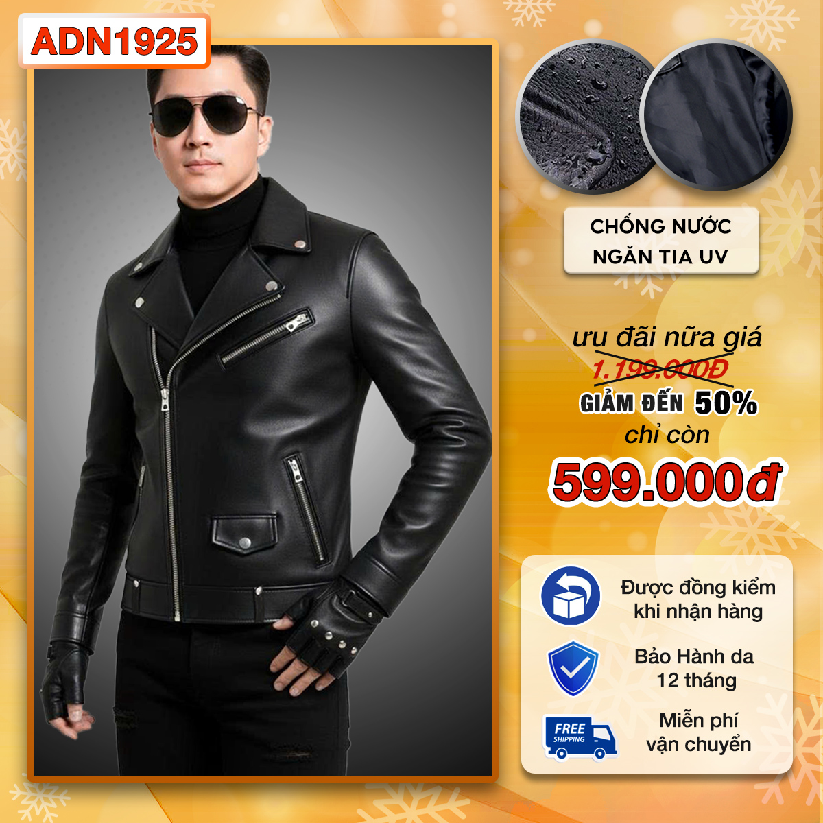 Áo khoác da nam biker cao cấp Pigofashion ADN1925