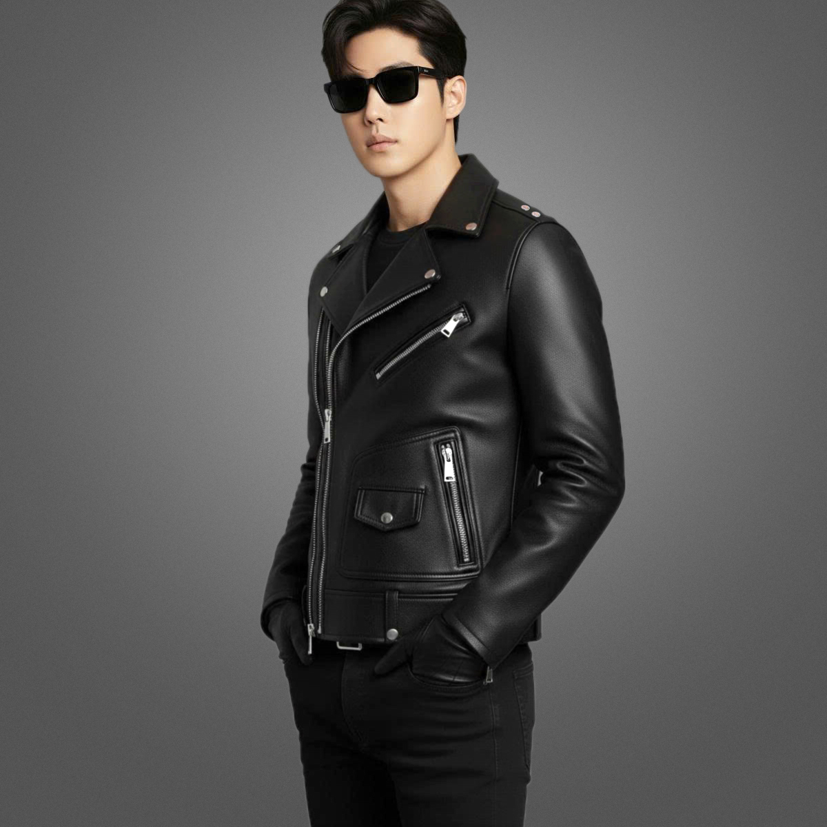 Áo khoác da nam biker cao cấp Pigofashion AVN2501