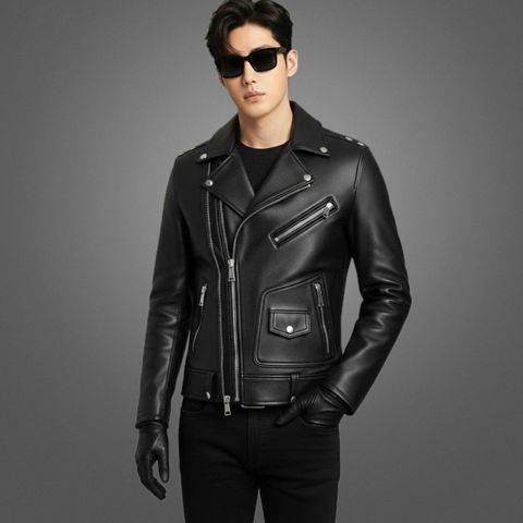 Áo khoác da nam biker cao cấp Pigofashion AVN2501