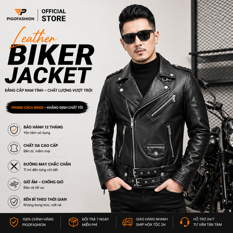 Áo khoác da nam biker cao cấp Pigofashion ADN2026