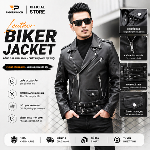 Áo khoác da nam biker cao cấp Pigofashion ADN2026