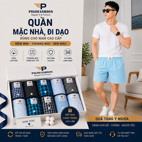 Quần đùi nam caro có túi QDCR03 PigoFashion màu ngẫu nhiên