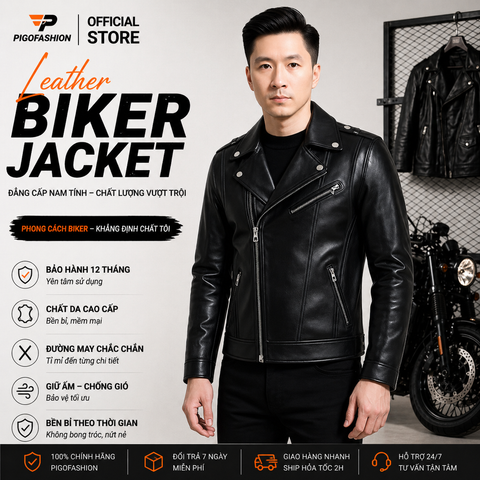 Áo khoác da nam Biker cao cấp ADN1825