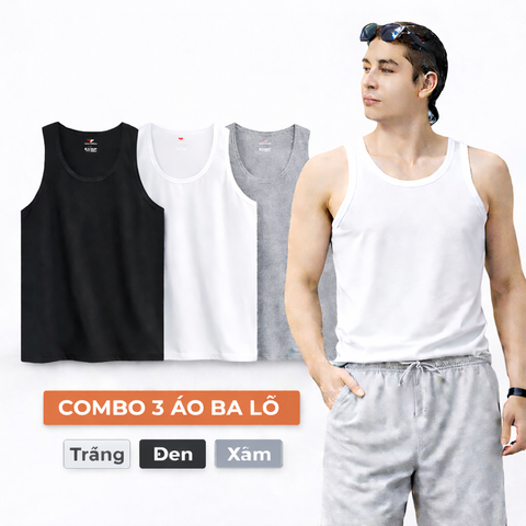 Bộ 3 áo ba lỗ cotton cao cấp pigofashion ABL01