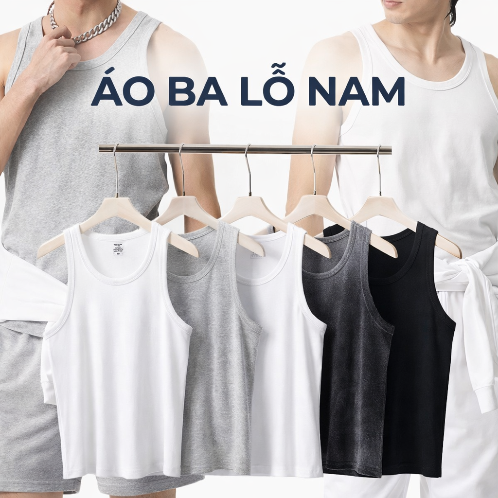 Combo 3 áo ba lỗ nam mỏng nhẹ thoáng mát ABL01 PigoFashion