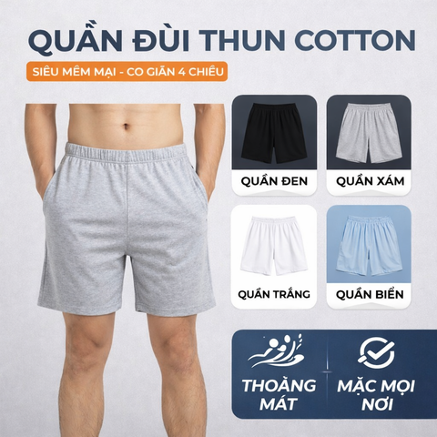 Quần đùi nam lưng thun cotton co giãn bốn chiều QCT01 PIGOFASHION