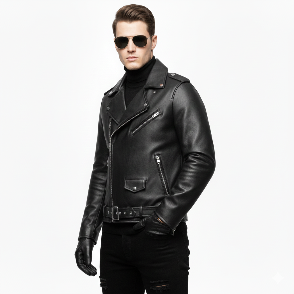 Áo khoác da nam Biker cao cấp ADN1025 PigoFashion