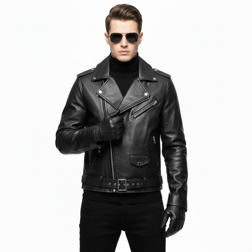 Áo khoác da nam Biker cao cấp ADN1025 PigoFashion