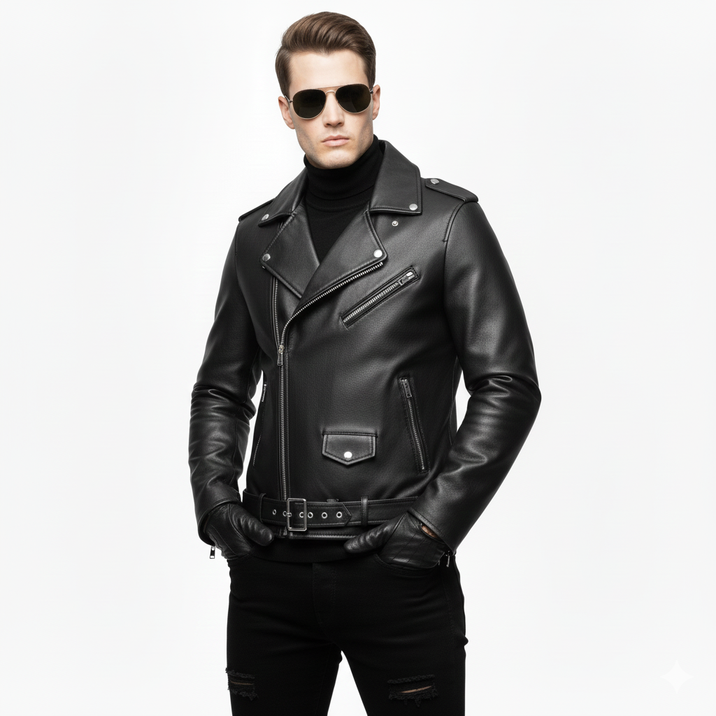 Áo khoác da nam Biker cao cấp ADN1025 PigoFashion