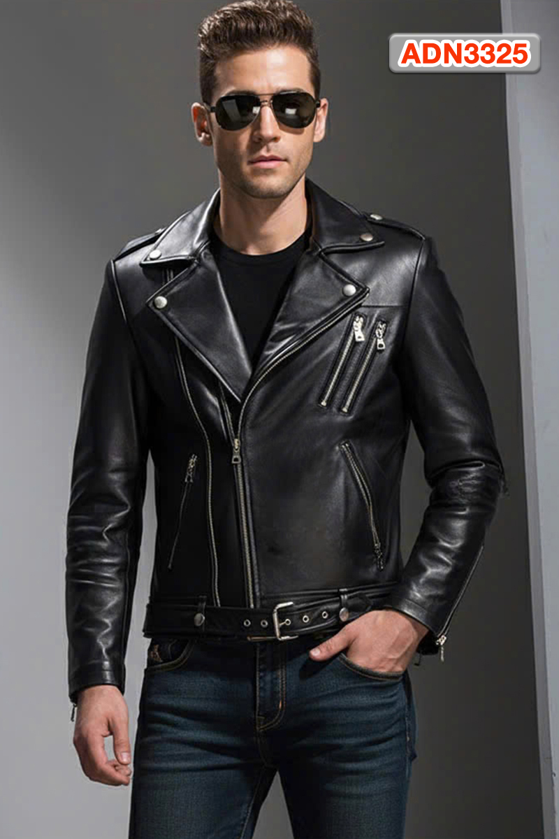 Áo khoác da nam lót dù biker cao cấp ADN3325