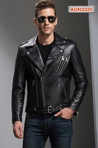 Áo khoác da nam lót dù biker cao cấp ADN3325