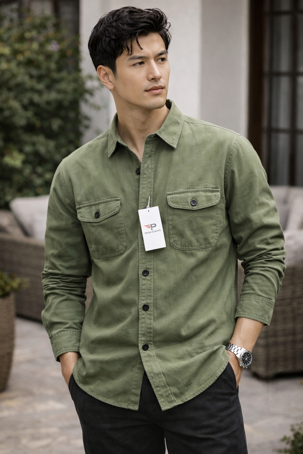 Áo khoác kaki nam túi hộp Pigo Essentials, wash nhẹ form trẻ trung cao cấp Phong Cách Pigofashion AKKJ05