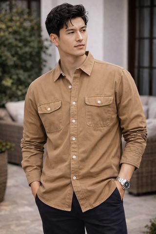 Áo khoác kaki nam túi hộp Pigo Essentials, wash nhẹ form trẻ trung cao cấp Phong Cách Pigofashion AKKJ05