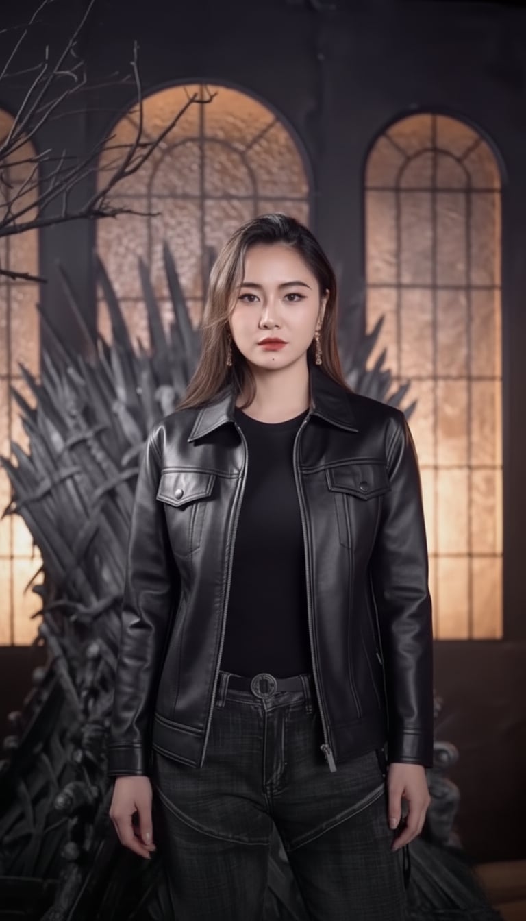 Áo khoác da bacsic cao cấp cổ bẻ cao cấp AD32