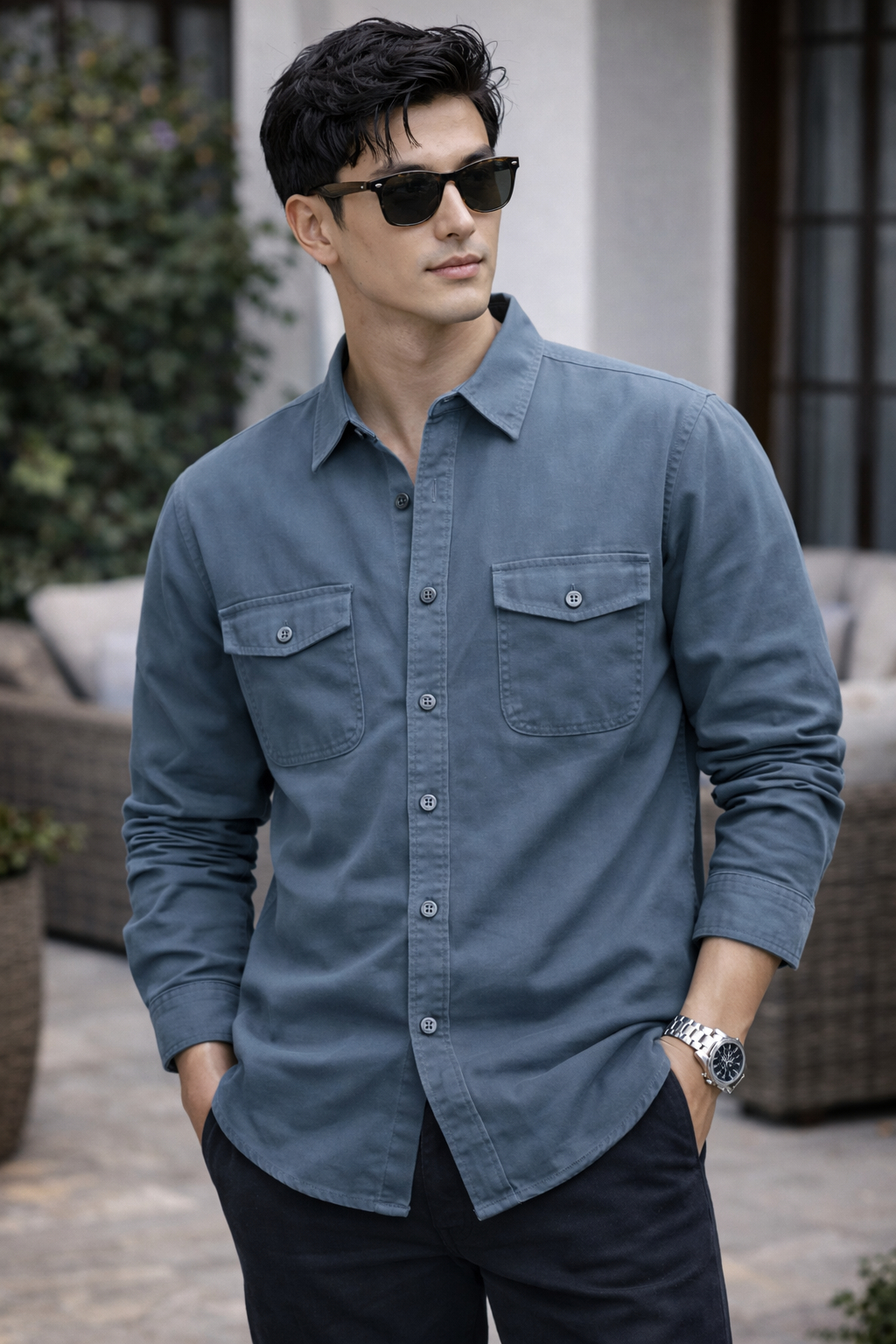 Áo khoác kaki nam túi hộp Pigo Essentials, wash nhẹ form trẻ trung cao cấp Phong Cách Pigofashion AKKJ05