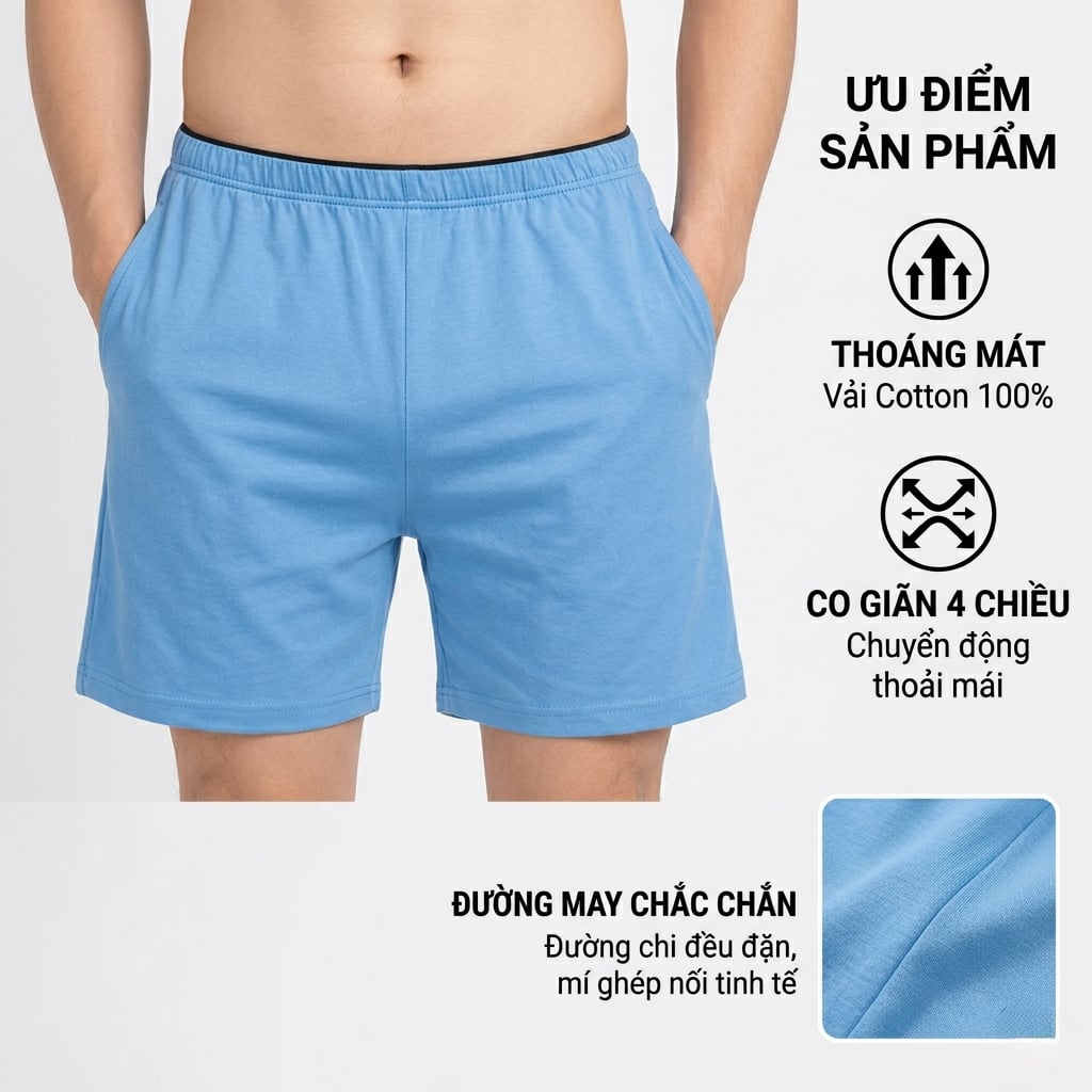 Quần đùi nam lưng thun cotton co giãn bốn chiều QCT01 PIGOFASHION